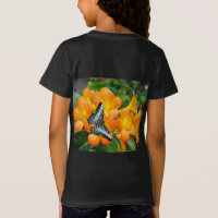 Mariposa azul con camiseta Rhododendron tropical