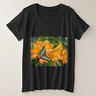 Mariposa azul con camiseta Rhododendron tropical