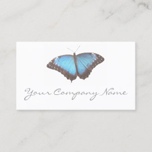 Mariposa azul elegante - tarjeta de visita blanca