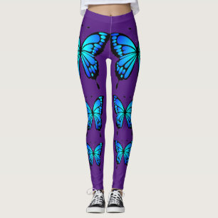 Mariposa azul Royal Purple Lilac Trendy Leggings