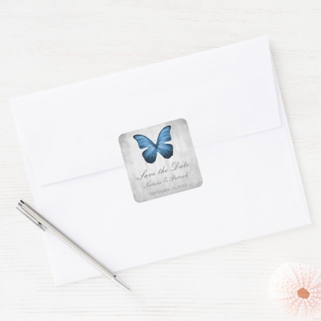 Mariposa azul salva a los Pegatinas de citas (Sobre)