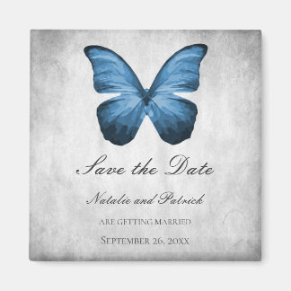 Mariposa azul salva el imán de fecha