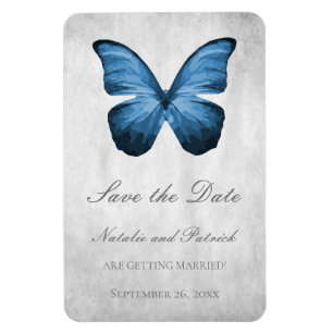 Mariposa azul salva el imán de fecha