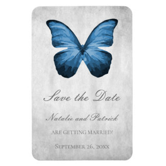 Mariposa azul salva el imán de fecha