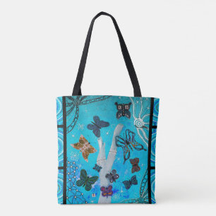 Mariposa azul soñando con la bolsa de tocador abo