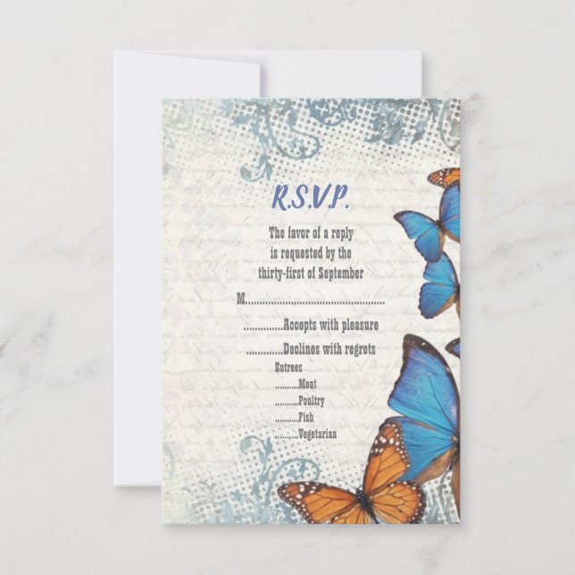 Mariposa azul vintage RSVP (Anverso)