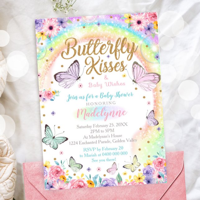 Mariposa Baby Shower Invitación mariposa arco iris (Subido por el creador)