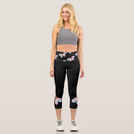 Mariposa Black High Waisted Capri Leggings