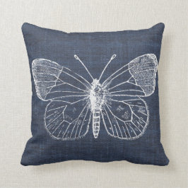 Mariposa blanca en la almohada 2 del añil