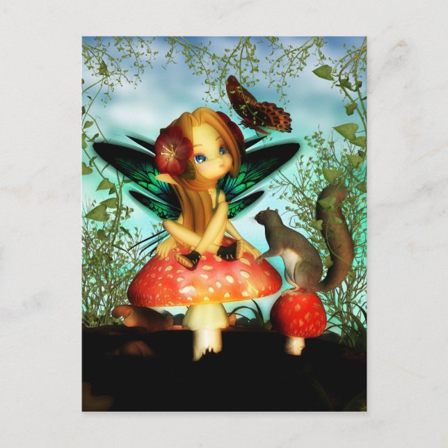 Mariposa Bonita - Tarjeta Postal de Hada Pequeña y (Anverso)