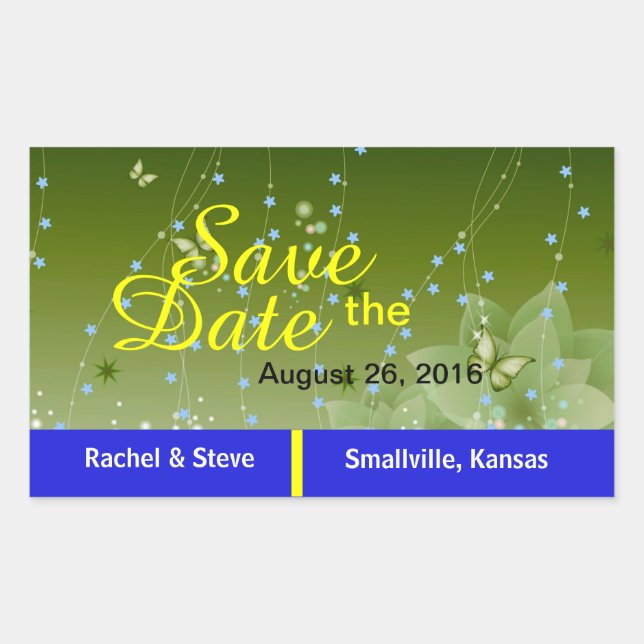 Mariposa bonito salva a los Pegatinas con la fecha (Anverso)