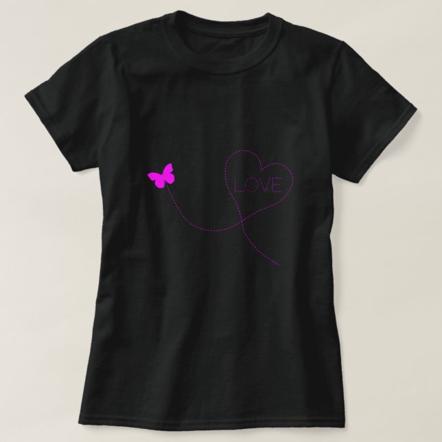 Mariposa camiseta con corazón - amor (Diseño del anverso)