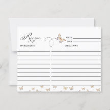 Mariposa Caprichosa | Tarjeta de Receta de Despedi