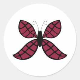 Mariposa Carmesí Estilizada Pegatina Redonda Clási