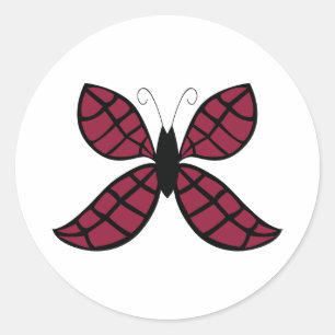 Mariposa Carmesí Estilizada Pegatina Redonda Clási