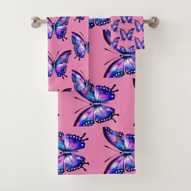 Mariposa color azul y rosa (In situ)