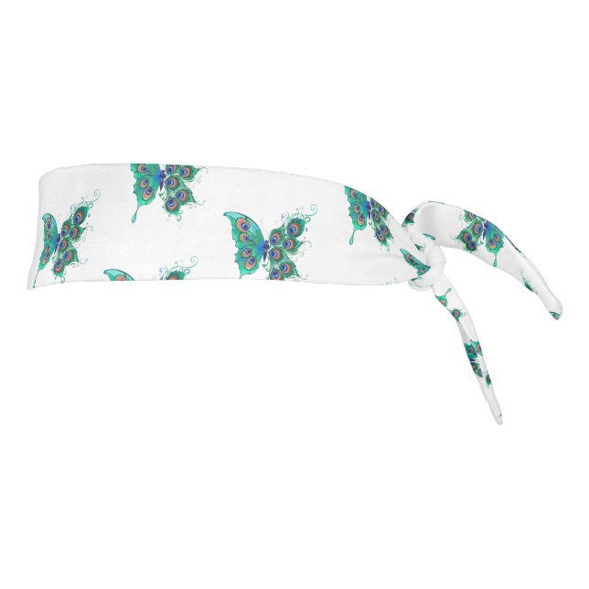 Mariposa con plumas de pavo real verde (Girar 90)