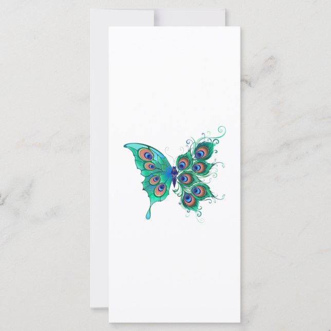 Mariposa con plumas de pavo real verde (Anverso)