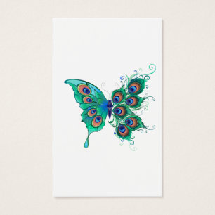 Mariposa con plumas de pavo real verde