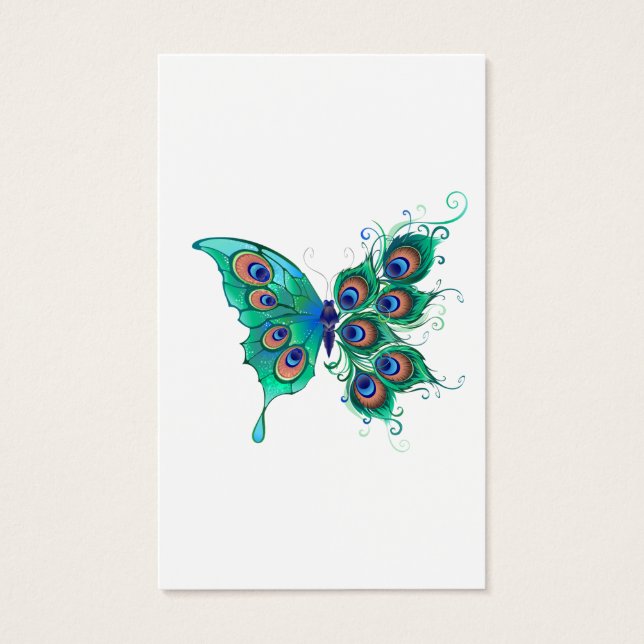 Mariposa con plumas de pavo real verde (Anverso)