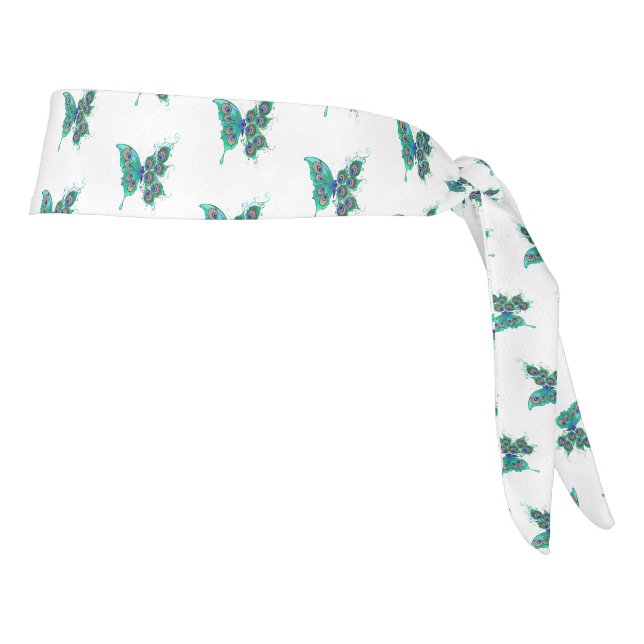 Mariposa con plumas de pavo real verde (Girar 90)