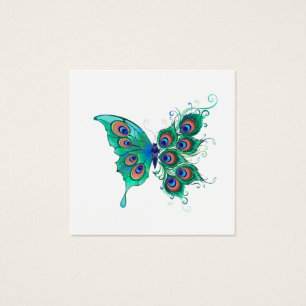 Mariposa con plumas de pavo real verde