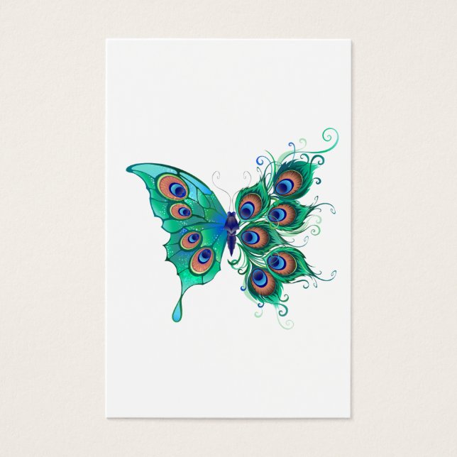 Mariposa con plumas de pavo real verde (Anverso)