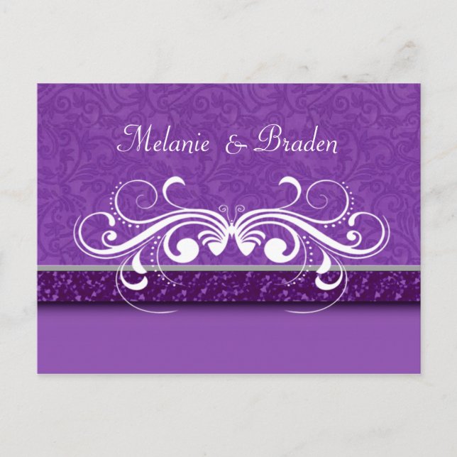 Mariposa Damask Guardar invitación de fecha (Anverso)