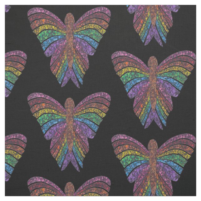 Mariposa de Arcoíris (negro) - Tela de Algodón Pim (Retal)