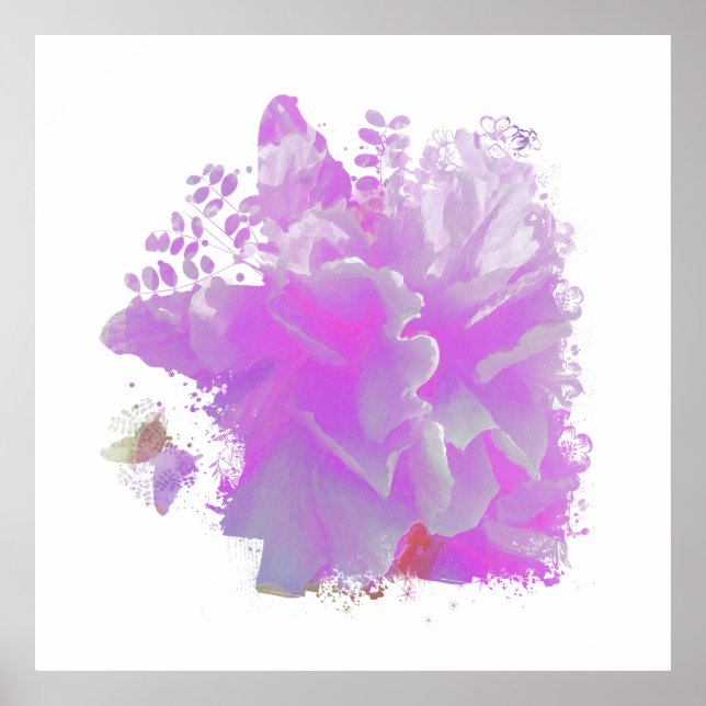 *~* Mariposa de arte de pintura de peones rosados  (Frente)