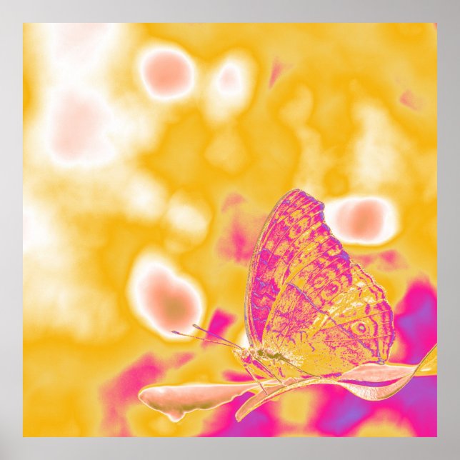 Mariposa de arte pop en hoja (Frente)