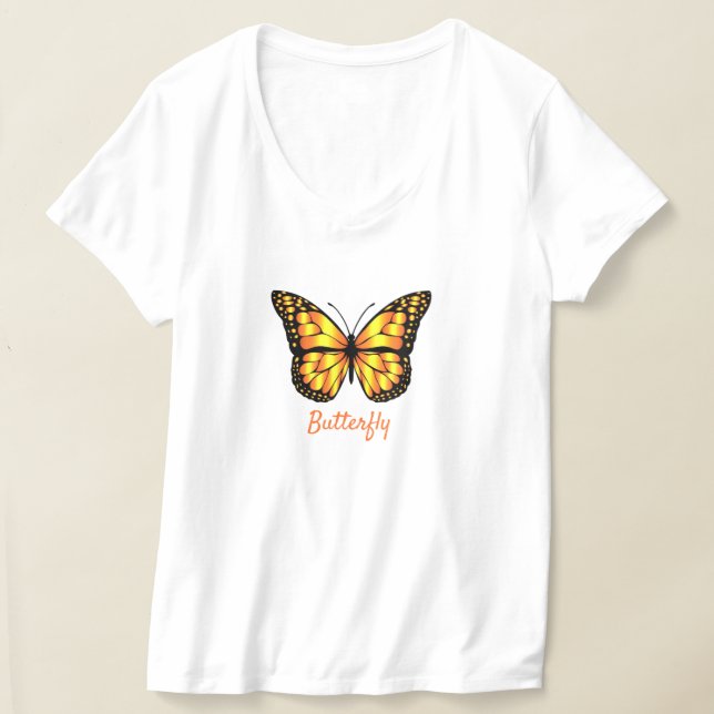 Mariposa de camiseta de cuello V para mujeres (Distribución )