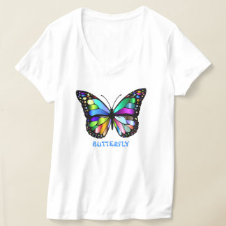 Mariposa de camiseta de cuello V para mujeres