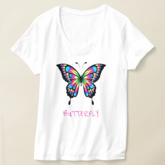 Mariposa de camiseta de cuello V para mujeres