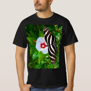Mariposa de cebra con camiseta roja de Hibiscus