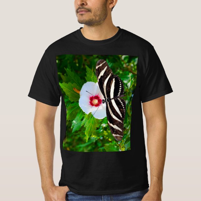 Mariposa de cebra con camiseta roja de Hibiscus (Anverso)