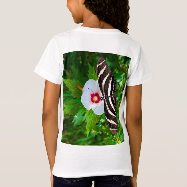 Mariposa de cebra con camiseta roja de Hibiscus (Reverso)