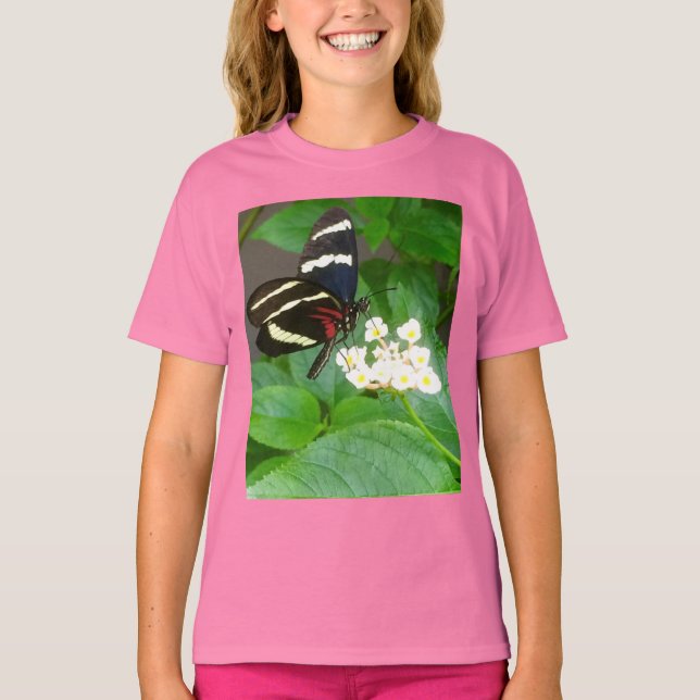 mariposa de chicas en camiseta de flores (Anverso)