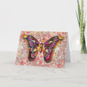 Mariposa de época en la tarjeta de nota de arte de