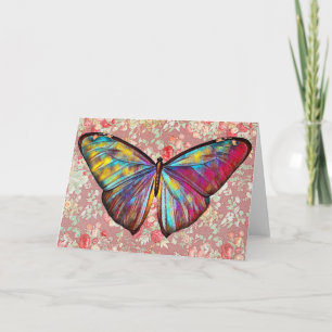 Mariposa de época en la tarjeta de nota de arte de