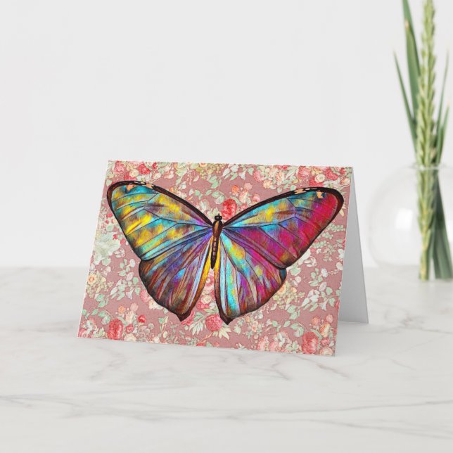 Mariposa de época en la tarjeta de nota de arte de (Anverso)