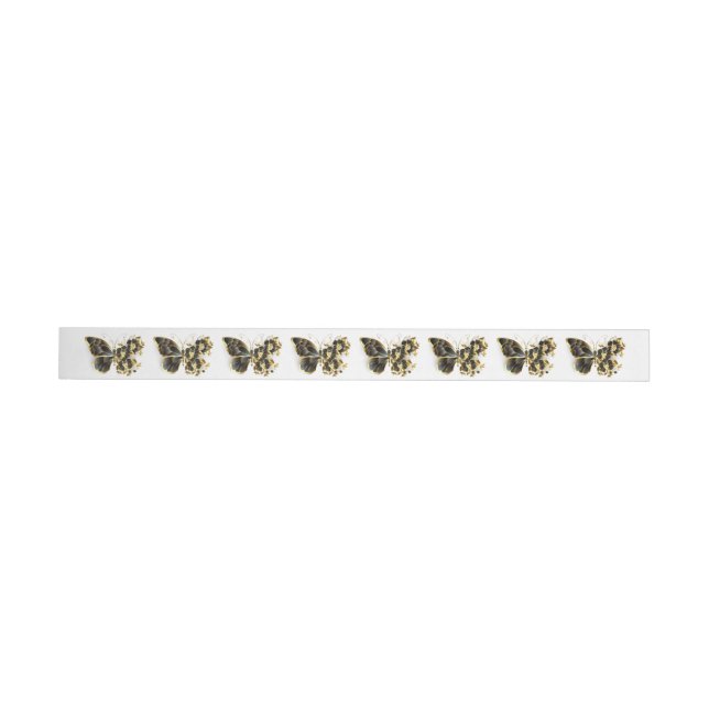 Mariposa de flor de oro con orquídea negra (Individual)