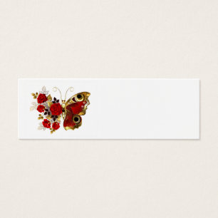 Mariposa de flor roja con rosas rojas
