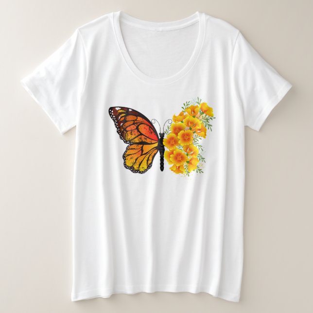 Mariposa de flores con amapola amarilla de Califor (Anverso del diseño)