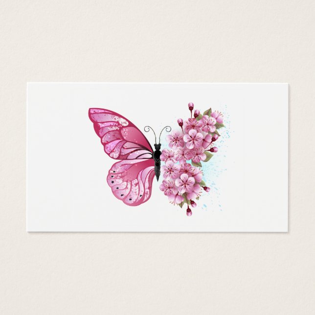 Mariposa de flores con Sakura rosa (Frente)