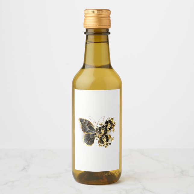 Mariposa de flores de oro con orquídea negra (Anverso)