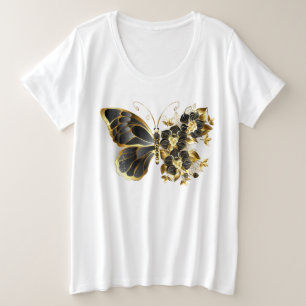 Mariposa de flores de oro con orquídea negra