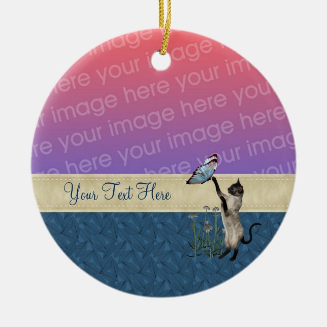 Mariposa de gato siamesa ornamento de la foto (Frente)