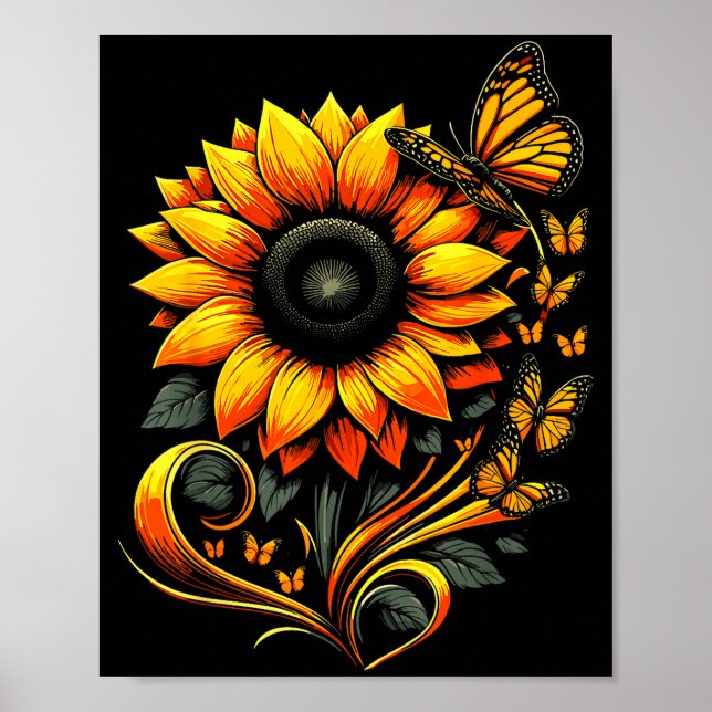 Mariposa de girasol floral arte de la naturaleza (Frente)