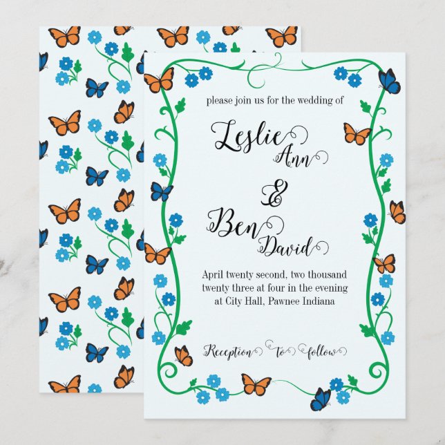 Mariposa de invitación a bodas (Anverso / Reverso)